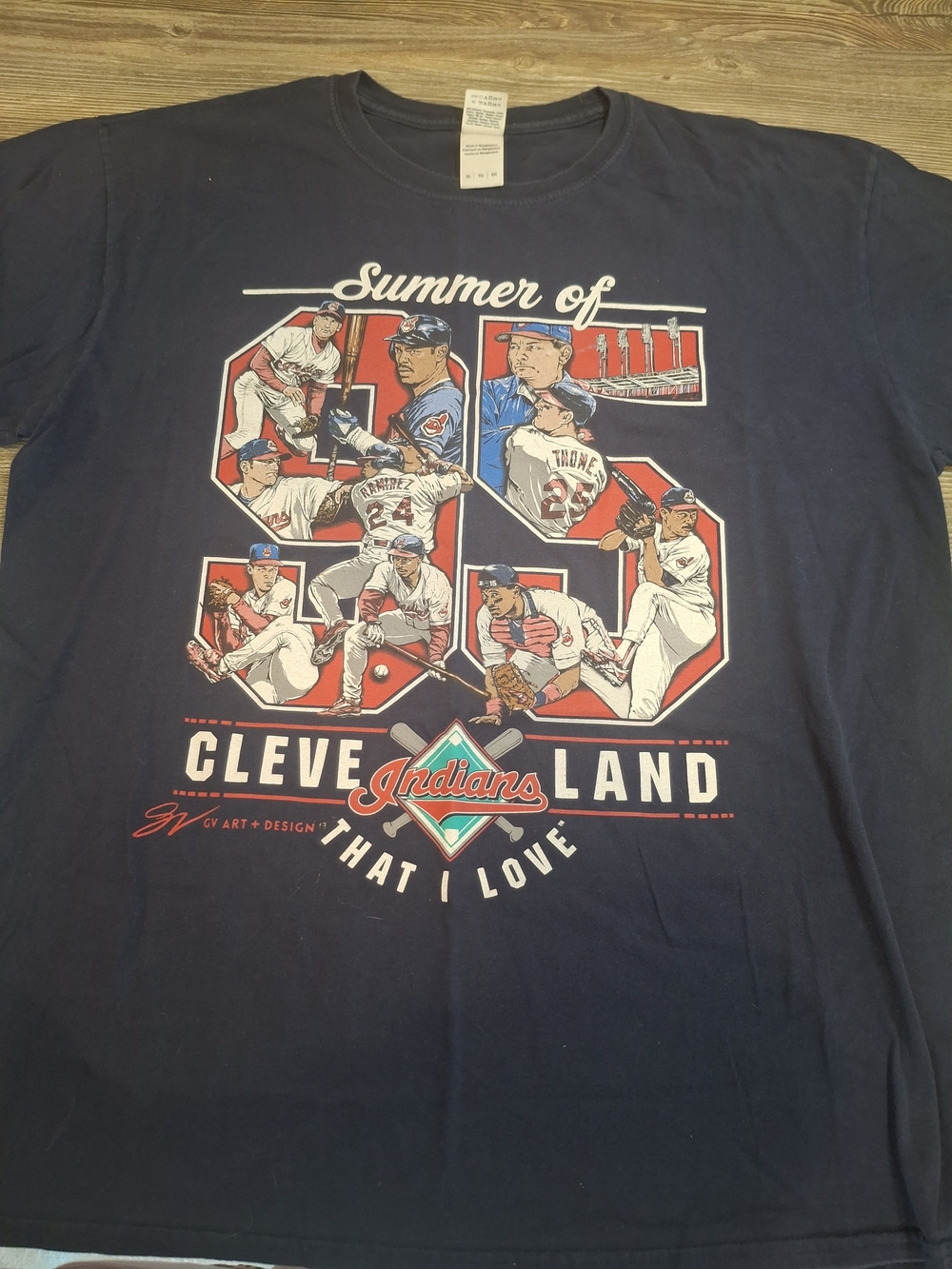Gildan Navy Cleveland Indians 'Summer of 95' Graphic Tee